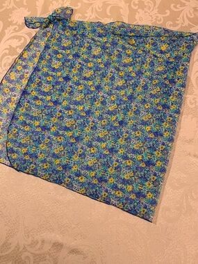 Westbound Blue Floral Swim Sarong with Yellow Blooms